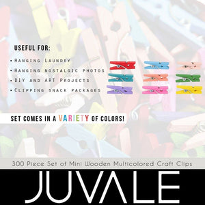 Juvale Mini Wooden Clothespins for Crafts (1 x 0.25 in, 300-Pack)