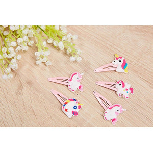 Rainbow Unicorn Hair Clips - 24-Pack Anti-Slip Snap Hairclips for Girls, Assorted Pink Unicorn-Themed Barrette Hair Pins, Ideal for Birthday Party Supplies Favors, Game Prizes