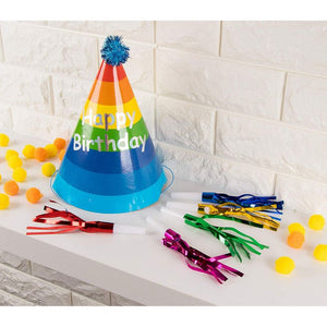 50-Pack Party Horns - Assorted Foil Party Blowers, Birthday Squawkers Noise Makers, Kids Party Favors, Bulk Goodie Bag Stuffers, 5 Colors
