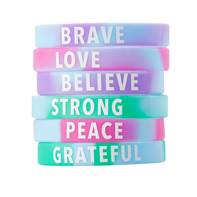 Inspirational Rubber Bracelets, Motivational Silicone Wristbands (36 Pack)