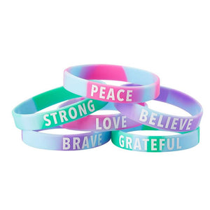 Inspirational Rubber Bracelets, Motivational Silicone Wristbands (36 Pack)