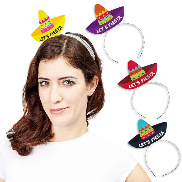 Let's Fiesta Sombrero Headbands, Cinco de Mayo Party Supplies (24 Pack)