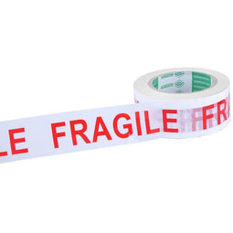 Juvale Fragile Adhesive Warning Tape - Heavy Duty White Red Handle with Care Packing Packaging Shipping and Handling Tape Rolls - 100 Meters