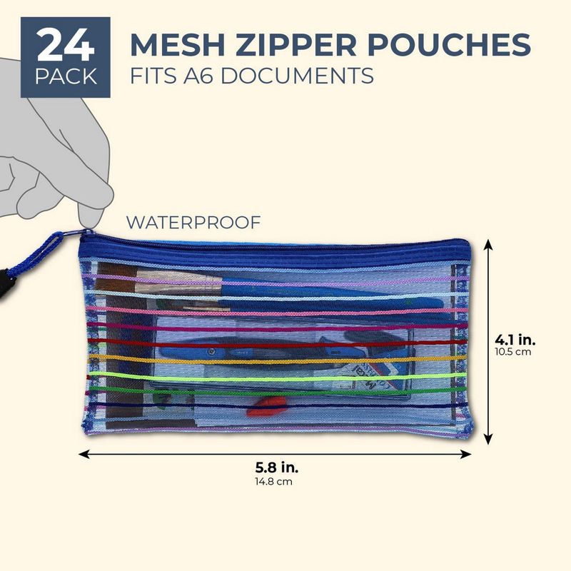 SUNEE Mesh Zipper Pouch 11x16 in (10 Colors, 30 Packs), Large Mesh Zipper Pouch Bags for School Office Supplies, Puzzles & Games