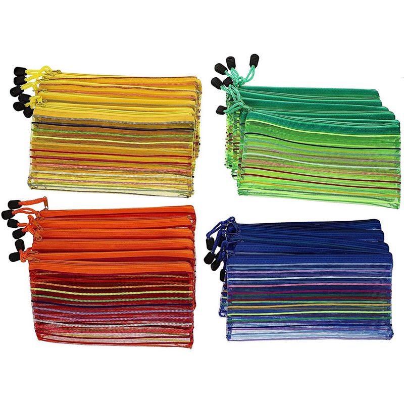 Juvale Mesh Zipper Pencil Pouch with Rainbow Stripes (12 Count), 4 Colors,  PACK - Kroger