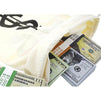 Large Fake Money Drawstring Bag Pouch with Dollar Sign Design, Humorous Party Favor Carry Bag, Cream, Robber - 16 x 11 inches