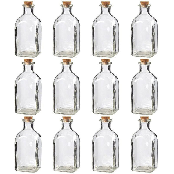 Juvale Clear Glass Bottles with Cork Lids (12 Pack)
