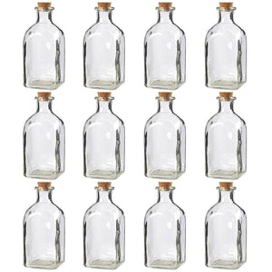 Juvale 12 Pack Clear 6 Oz Glass Bottles with Cork Lids, Tiny Vintage Style  Potion Vases for Party Favors, DIY Crafts (180 ml)
