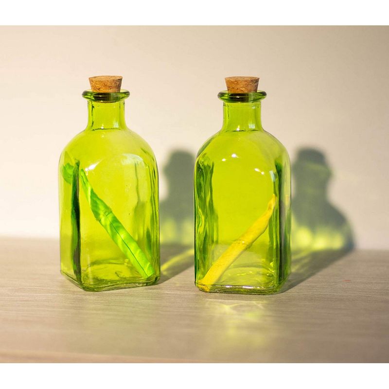 Clear Glass Bottles with Cork Lids (Green, 12 Pack)