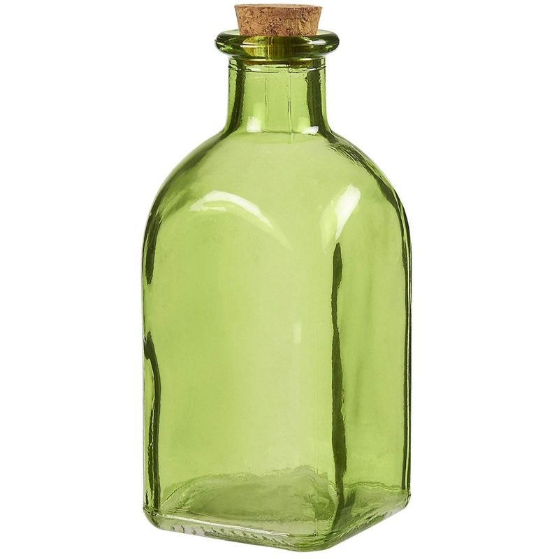  JUVITUS 8 oz / 250 ml Spanish Thick Recycled Glass Bottle with  Natural Cork Top (Green) : Home & Kitchen
