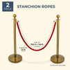 Juvale 2-Pack Red Velvet Stanchion Rope with Gold Chrome Plated Hooks, 80 Inches