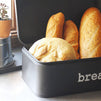 Bread Box for Kitchen Counter - Stainless Steel Large Bread Bin Storage Container Holder For Loaves, Pastries & More - Retro Vintage Design, Matte Black, 16.75 x 9 x 6.5 inches