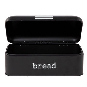 Bread Box for Kitchen Counter - Stainless Steel Large Bread Bin Storage Container Holder For Loaves, Pastries & More - Retro Vintage Design, Matte Black, 16.75 x 9 x 6.5 inches