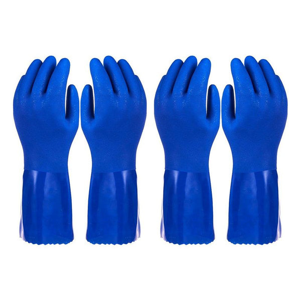 Rubber Household Gloves - Cotton Lined Dishwashing Kitchen Gloves (2 Pairs, Large)