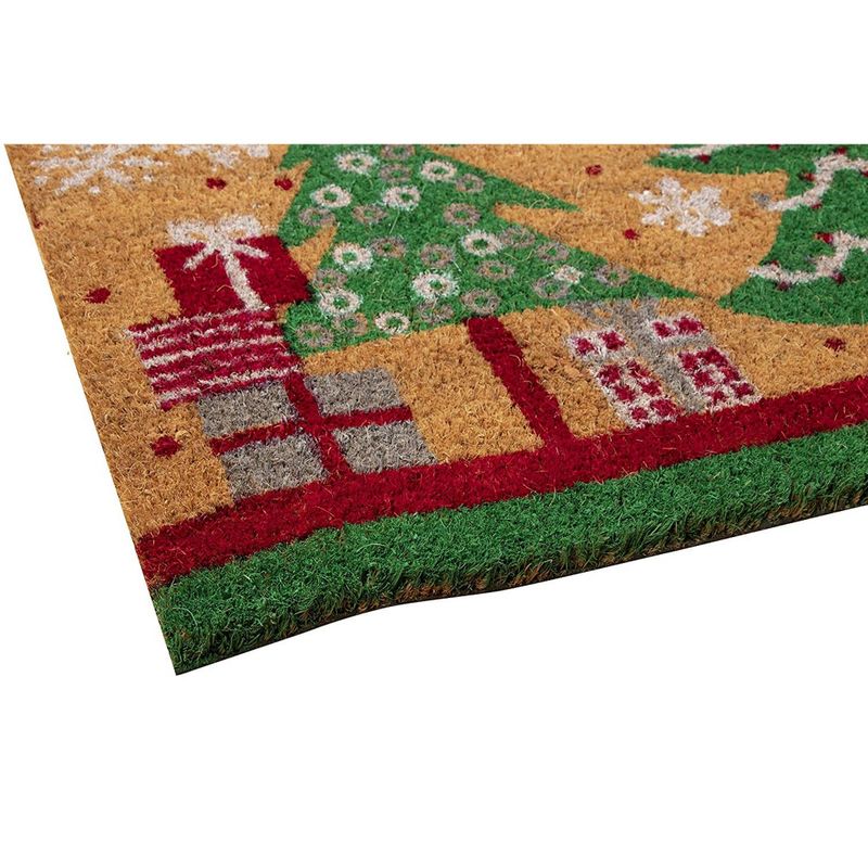 Christmas Tree Welcome Mat for Front Door, Natural Coir (30 x 17 in)