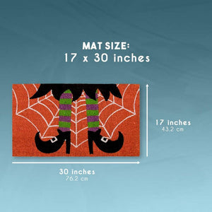 Halloween Witch Welcome Mat for Front Door, Natural Coir Doormat (30 x 17 in)