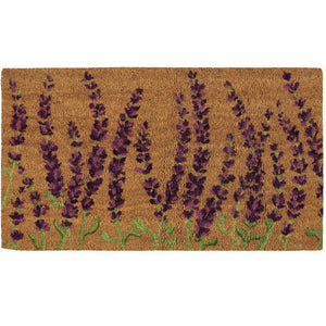 Lavender Plant Welcome Mat, Natural Coir Doormat (30 x 17.2 x 0.5 in)
