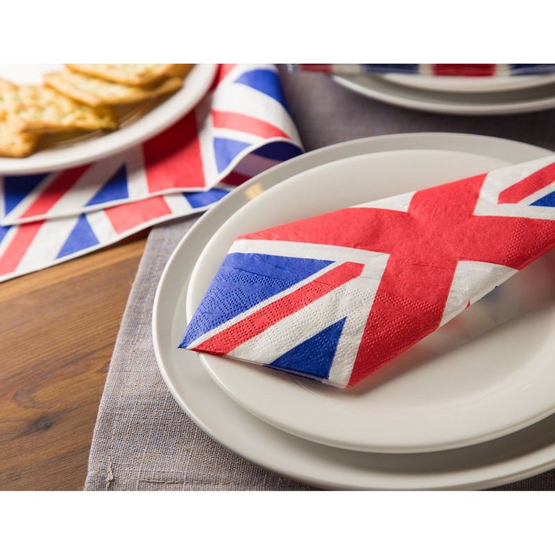 100-Pack Decorative Napkins - Disposable Paper Party Napkins with UK Flag Design - Perfect for Birthday Parties, Celebrations and Special Occasions, 13 x 13 Inches