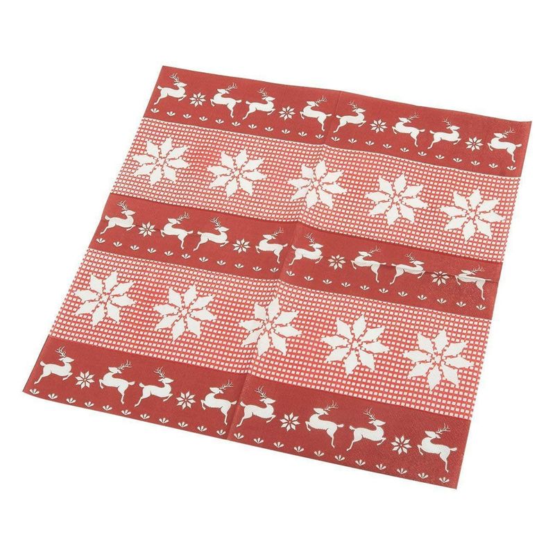 100-Pack Cocktail Napkins - Christmas Themed Disposable Paper Party Napkins with Festive Prints- Soft and Absorbent - Perfect for Luncheons, Dinners and Celebrations - 6.5 x 6.5 Inches Folded