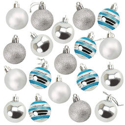 Silver and Blue Christmas Ornament Balls, Shiny, Matte, and Glitter Ornaments Set (2.3 In, 36 Pack)