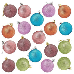 Glitter Christmas Tree Ornaments, Gold, Silver, Rose Gold, White Shatterproof Ornaments (2.3 In, 3 Colors, 36 Pack)