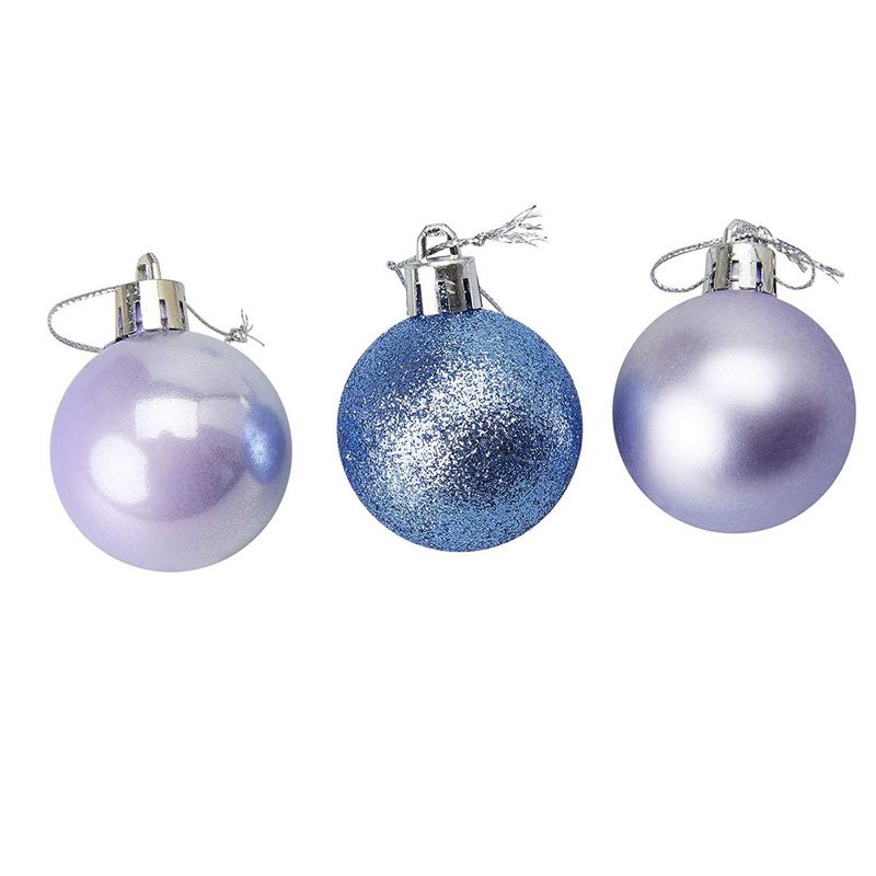 Mini Christmas Tree Ornament Set, Hanging Decorations (Blue, Lavender, 1.5 In, 48 Pack)