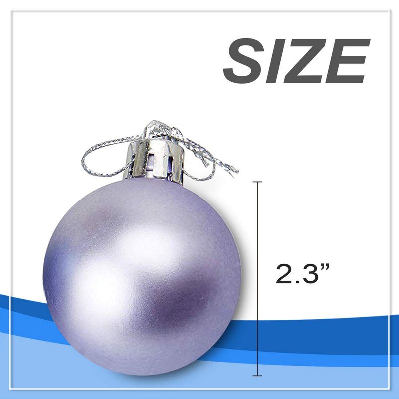 Light Purple Christmas Ornament Balls, Shiny, Matte, and Glitter Ornaments Set (2.3 In, 36 Pack)