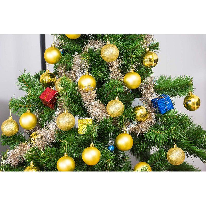 Gold Christmas Tree Ornament Balls, Shiny, Matte, and Glitter Ornaments Set (2.3 In, 36 Pack)