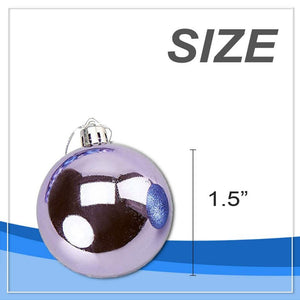 Purple Christmas Ornament Balls, Shiny, Matte, and Glitter Ornaments Set (1.5 In, 48 Pack)