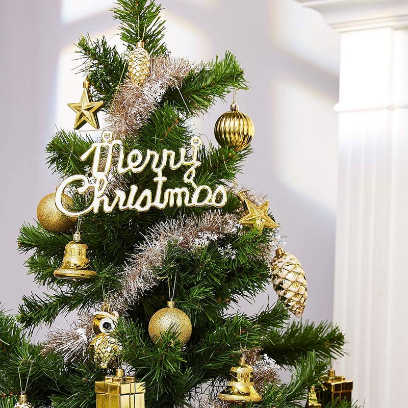 Christmas Tree Ornament Set, Gold Shatterproof Hanging Decorations (10 Designs, 45 Pack)