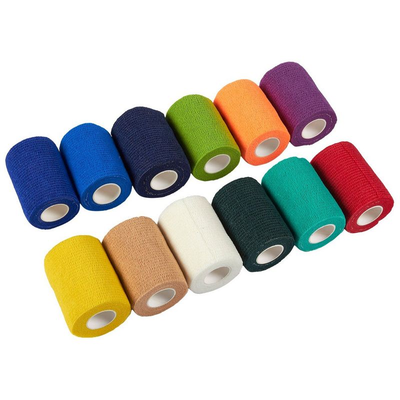 24 Pack Self Adhesive Bandage Wrap, Cohesive Vet Tape (12 Colors, 3 in x 5 Yards)