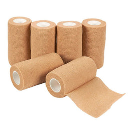 Self Adhesive Bandage Wrap, Cohesive Tape (Tan, 4 in x 5 Yards, 6-Pack)