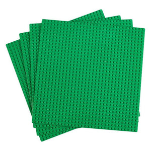 Stackable Baseplate - 4-Pack 10 x 10 Flat Base Plates for Building Bricks and Construction Toys, Classic Green Color, Compatible with Major Brands, 32 x 32 Studs