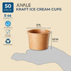 5 oz Kraft Paper Ice Cream Cups for Wedding, Birthday Party (Small, 50 Pack)