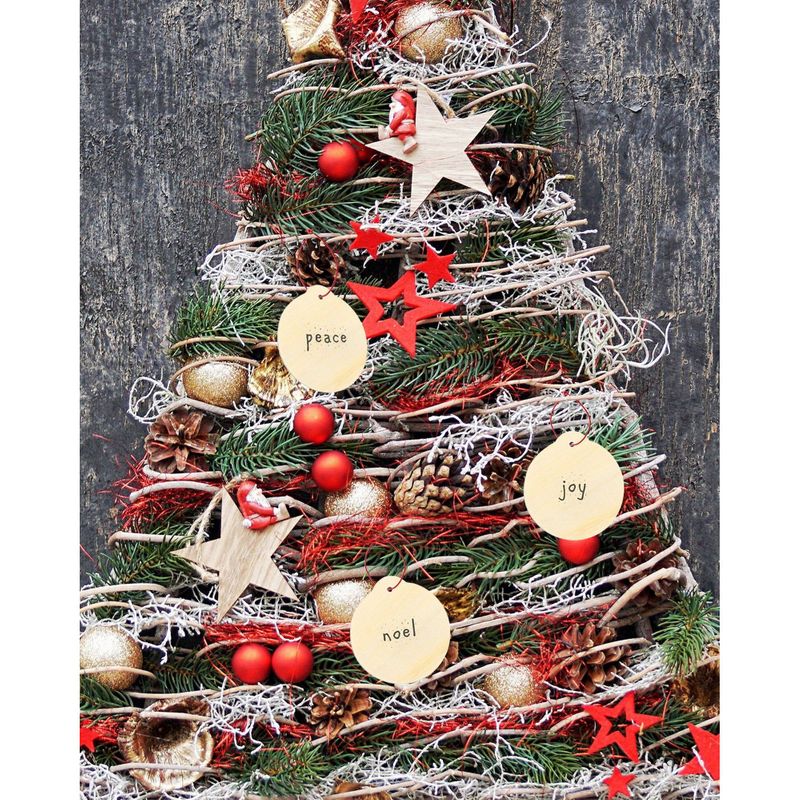 DIY Wooden Disk Christmas Tree Decorations, Holiday Craft Ornaments (3 In, 48 Pack)