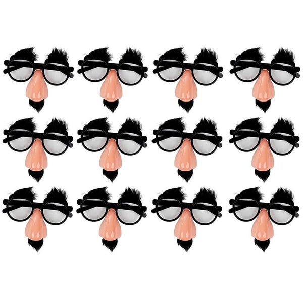 Juvale Disguise Funny Nose Glasses for Halloween, Costumes, Parties (12 Pack)