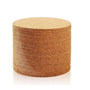 Set of 24 Cork Bar Drink Coasters - Absorbent and Reusable - Tan - 4-Inches, 1/8-Inch Thick