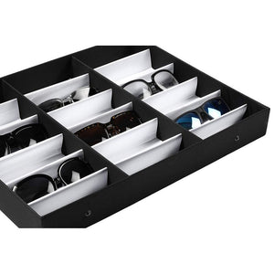 Juvale Sunglasses Organizer, 18 Slot Display Case (18.5 x 14.25 x 2.5 in, Black)