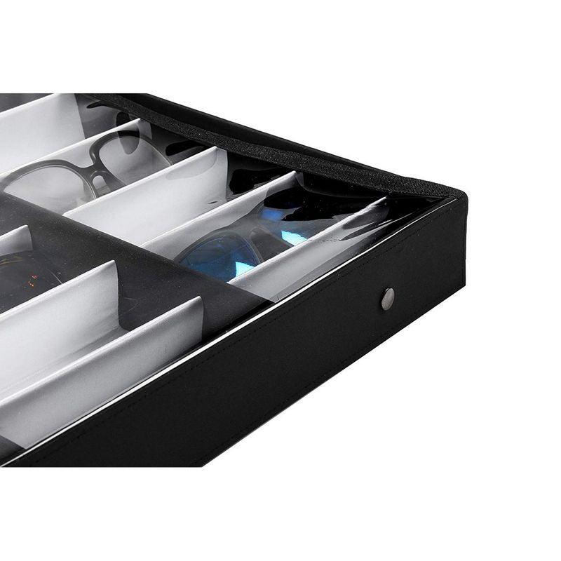 Juvale Sunglasses Organizer, 18 Slot Display Case (18.5 x 14.25 x 2.5 in, Black)