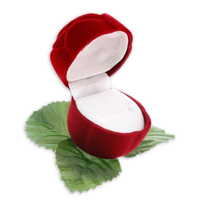 Juvale 2-Piece Rose Ring Box Set - Satin Rose Jewelry Gift Boxes for Anniversaries, Weddings, Birthdays