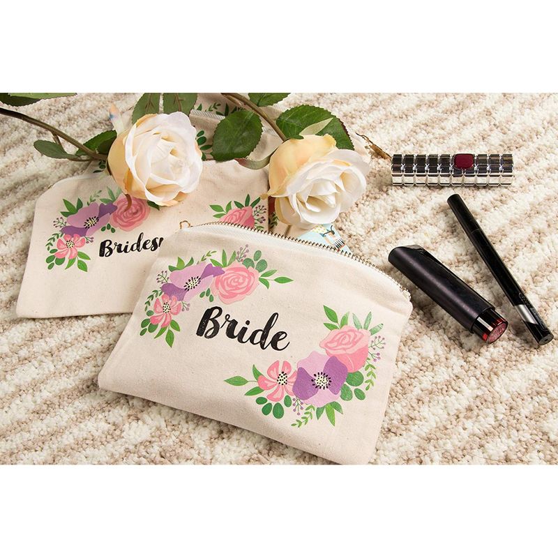 Samantha Margaret - Set of 11 Bride and Bridesmaid Faux Leather Makeup Bags  for Bachelorette Parties, Weddings and Bridal Showers - Cream Beige |  Oriental Trading