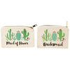 Bridal Shower Makeup Bag - 5-Pack Canvas Cosmetic Pouches for Wedding Favors, Bachelorette Party Gifts, Bride Tribe Accessories, Cactus Design, 7.2 x 4.7 Inches