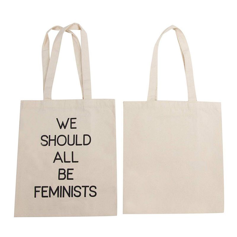 Feminist Tote Bags with Empowering Quotes for Party Favors (14 x 12 In, 5 Pack)