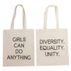 Feminist Tote Bags with Empowering Quotes for Party Favors (14 x 12 In, 5 Pack)