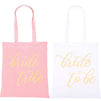 Bridal Party Bags - 5-Pack Canvas Tote Bags, Gold Foil, 100% Cotton Tote for Women, Bridal Shower, Wedding Party Favors, Bridesmaid Gifts, White and Pink