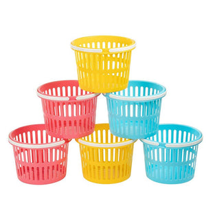 Small Baskets for the Beach, Park, Toy Buckets in Red, Blue, Yellow (5.4 In, 6 Pack)