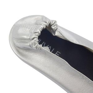 Ballerina Shoes, Foldable Ballet Flats (Silver, US 6.5-7.5)