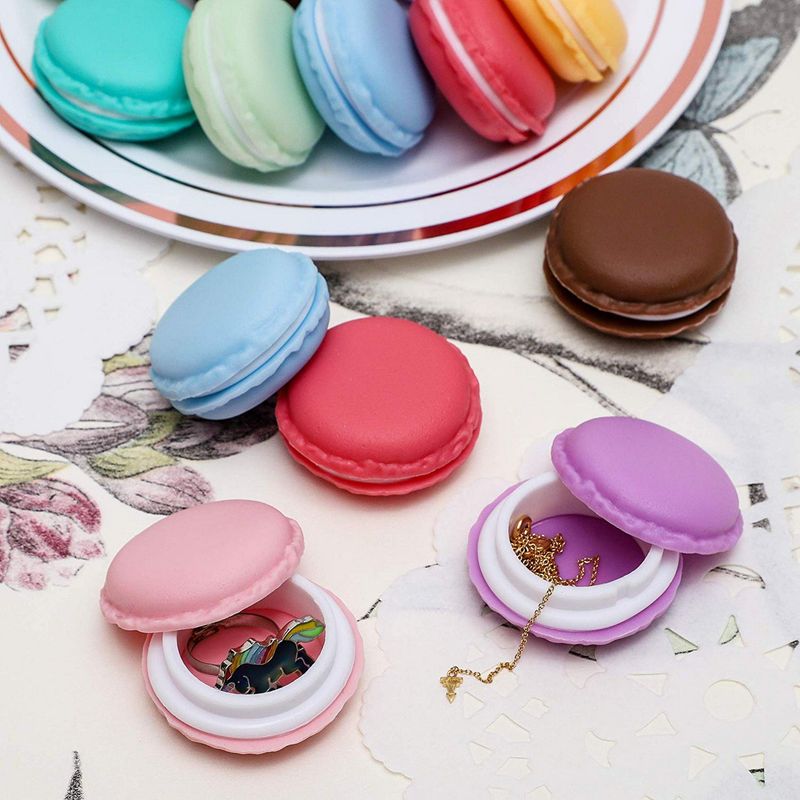 Juvale 16-Pack Mini Macaron Jewelry and Pill Storage Box Containers, Assorted Colors, 1.5 x .5 Inches
