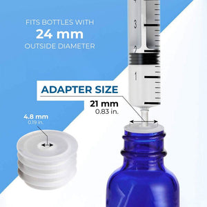 Medical Bottle Adapters - 50-Pack 24-mm Press-in Bottle Adapters, Dosing Adapters for Oral Medication Syringe, Perfect for Dentist, Odontologist, Hospital, Clinic