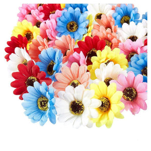 Juvale Artificial Flower Heads - 60-Pack Fake Daisy Flowers Wedding Decorations, Baby Showers, DIY Crafts, Mixed Colors, 2.1 x 2.1 x 1 inches